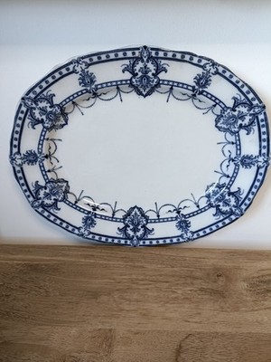 Antike Adderley Laurier blau & weiß ovale Servierplatte Fleischschale 12'' 