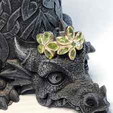 Peridot Flower Ring Sterling Silver 925 Size 8