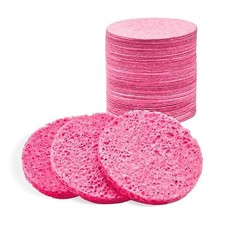 Facial Sponges, Compressed Natural Cellulose, Pink, Round Shape, Face Cleansing