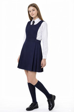 GIRLS BIB PINAFORE PLEATED SCHOOL UNIFORM GIRLS SCHOOL DRESS TOP QUALITY