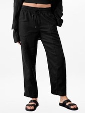 Athleta XSP Retreat High Rise Linen Ankle Pant  Black XS Petite 658556 NEW