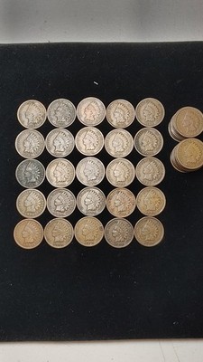 Full Roll of 50 Indian Head Cents Penny Circulated Exact Coins Shown    Z088