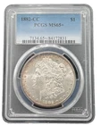 1882 CC Morgan Silver Dollar $1 PCGS MS 65+, High Grade Semi-Key Date