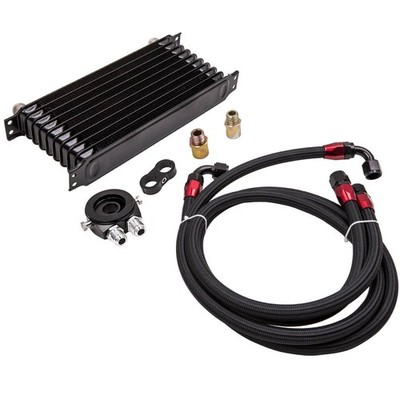10 ROW AN10 Engine Oil Cooler Relocation Filter Adapter+ Line Hose Kit Brand New
