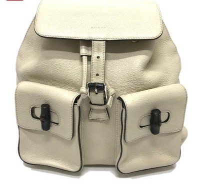 GUCCI 370833 Backpack Bamboo Rucksack White Women display picture 2