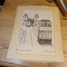 Vintage Duquesne Incline art print pen Sketch john m kelly 88 Pittsburgh PA