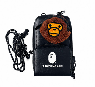 BAPE KIDS Black Crossbody Phone Bag w/ Baby Milo Pouch 2023AW Japanese Magazine