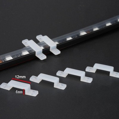 50/100X LED Strip Light Holder Soft Silicone Fixing Clip for Max 10/12mm Width