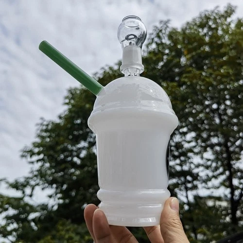 20cm Glass Hookah Water Pipe White Coffee Cup Bong Smoking Pipes Portable Bongs