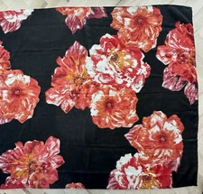 Cover Up Sarong Beach Wrap Scarf Bathing Suit Floral Black Pink Peach Big Flower