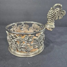 Godinger Silverplate Grape Vine Design Wine Bottle Coaster Holder With Cork Stop