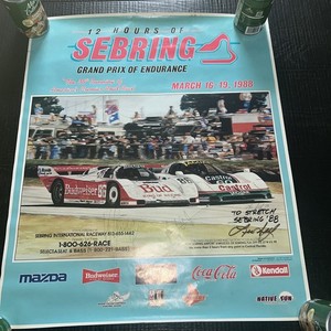 1988 12 Hours of Sebring Race Poster, Artwork by Lee Self-SIGNED BY DRIVERS!!
