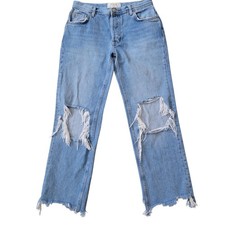 Free People Womens Straight-Leg Mid-Rise Distressed Jeans 25. Waist 28 Inseam 26
