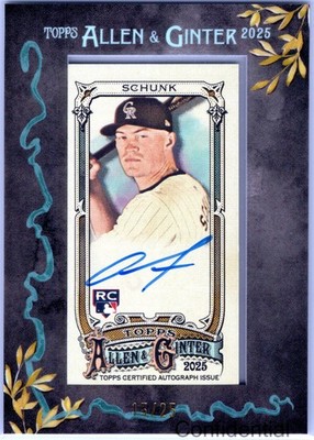 2025 Topps Allen & Ginter Aaron Schunk /25 Auto #MA-AS Colorado Rockies