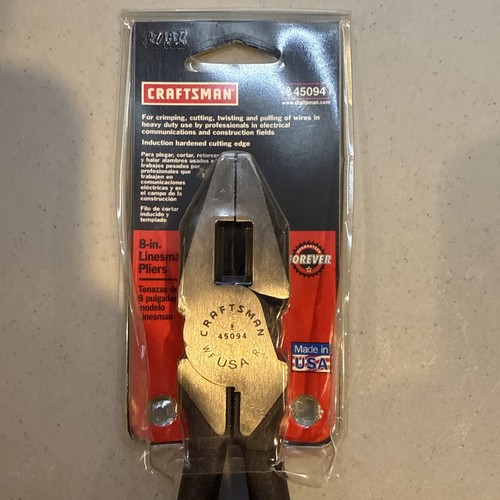 NOS Vintage SEARS Craftsman 8 in. Linesman Lineman Pliers Made in USA WF 45094 - Bild 1 von 4