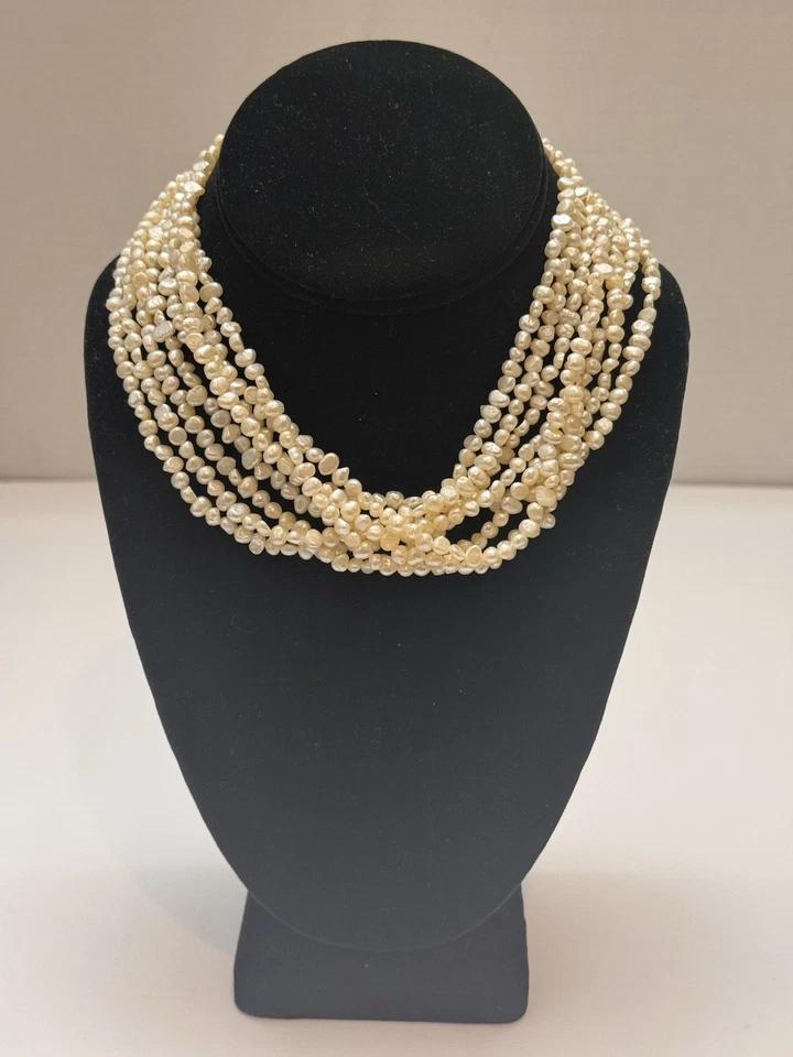 Collar Ross Simons Perla de Agua Dulce Multihilo Plata Esterlina Foto 2 de 4