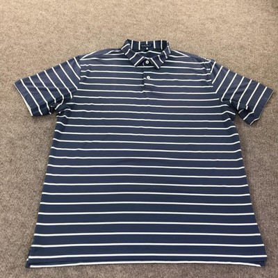 Peter Millar Polo Shirt Mens XL Blue Stripe Golf Performance Athletic Top