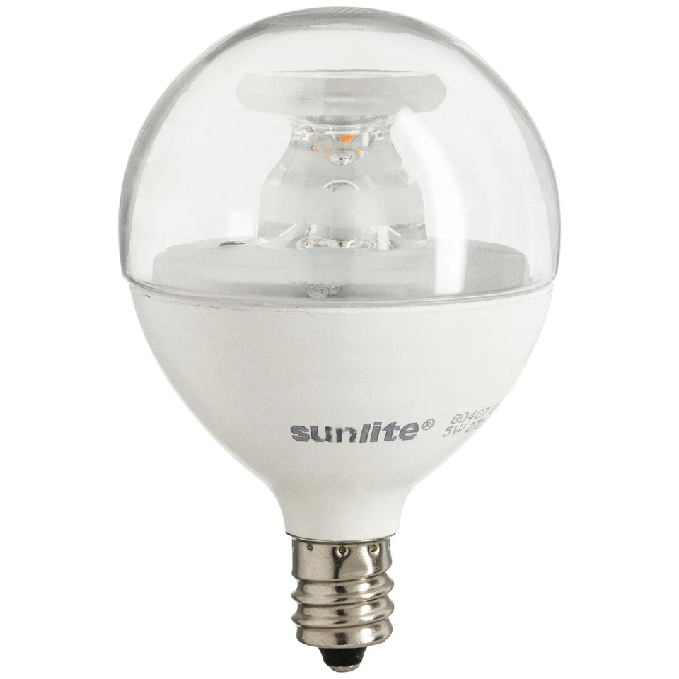 LED G16.5 Clear Bulb 7W (60W Eqv) E12 Candelabra Base, 3000K Warm White - 6 Pack - Image 2 of 2