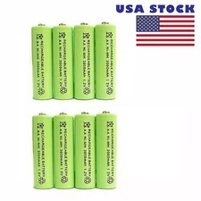 8pcs AA 2A 3000mAh 1.2V Ni-MH NiMH Rechargeable Battery Cell Green