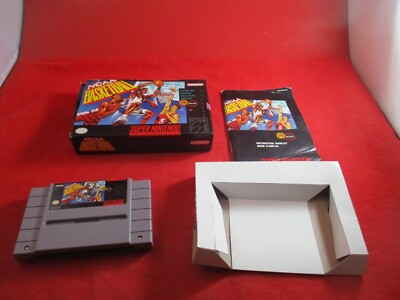 NCAA Basketball (Super Nintendo SNES) COMPLETE w/ Box manual game WORKS!