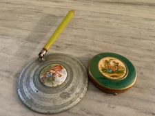 VINTAGE POWDER COMPACT AND HAND HELD MIRROR