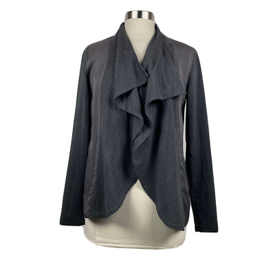 NU Denmark Jacket S Womens Black Gray Open Front Polyester Blend Dots