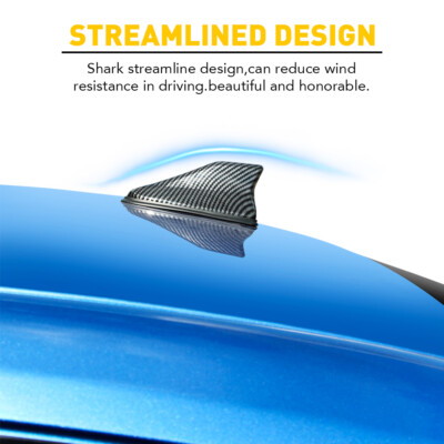 Universal Carbon Fiber Shark Fin Antenna - Functional AM/FM Radio Aerial Cover For Car Roof