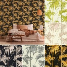 Metropolitan Stories Lola Paris Palm Leaves Wallpaper Metallic Tropical Textured