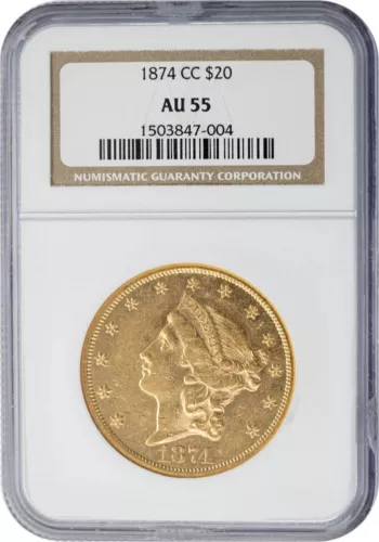 1874-CC $20 Gold Liberty AU55 NGC 949680-2