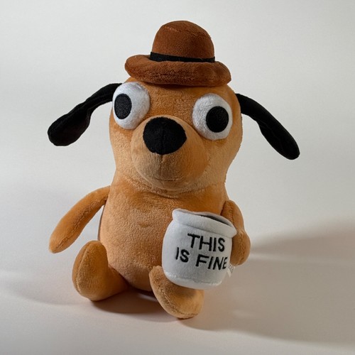 This Is Fine Dog Meme Plush 10 inch - Funny Desk Cubicle Office Gift - New - Picture 3 of 5