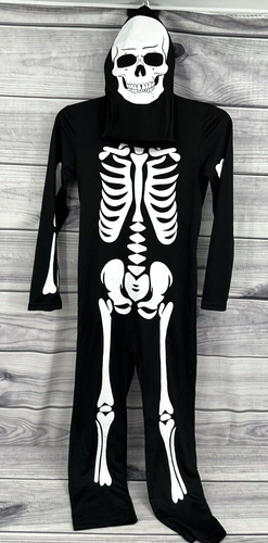 YOLSUN YOUTH SIZE LARGE SKELETON HALLOWEEN COSTUME BODY SUIT * GLOW IN THE DARK