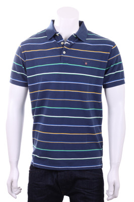 GANT Poloshirt Rugger gestreift blau Baumwolle
