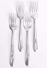 H&T MFG. CO. Meadow Flower 1940 Dessert Forks - Set of 4 (6 1/8")