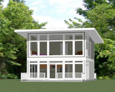 24x24 House -- 1 Bedroom 1.5 Bath -- PDF FloorPlan -- 1,066 sqft -- Model 10C