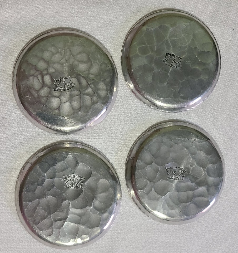 Vintage MCM Hand Everlast Aluminum Coasters Geese In Flight
