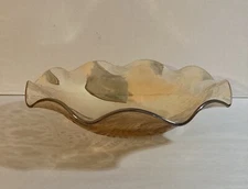 Jeanette Carnival Glass Bowl Gold- Ruffled Rim Vintage 