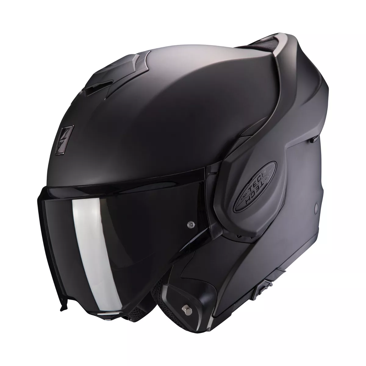 Helmet Modular Scorpion Exo-Tech Evo Matte Black Matt Chin Tipper 180