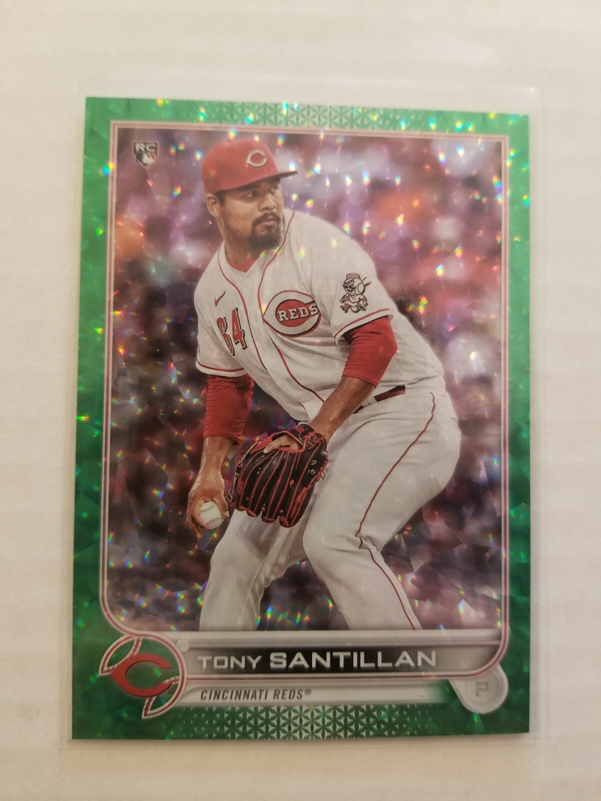 2022 Topps Series 1 Tony Santillan RC #111 Green Foil Parallel 375/499 Reds
