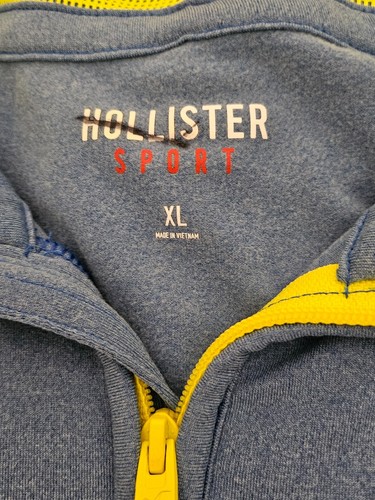 Hollister Sport 1/4 Zip Long Sleeve Pullover - XL Blue Yellow - Picture 5 of 9