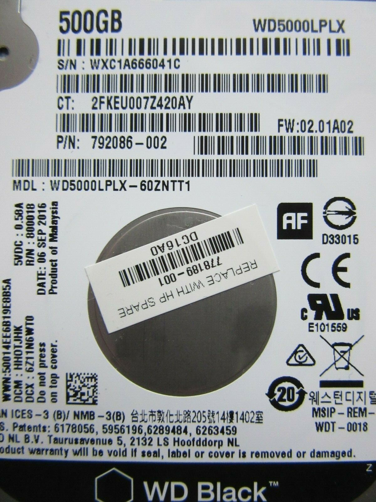 WD Black Western Digital WD5000LPLX-60ZNTT1 Hard Drive 500GB 2.5" HDD ...