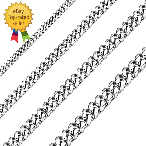 Solid Stainless Steel Cuban Chain Necklace for Men and Women Waterproof Curb Lin