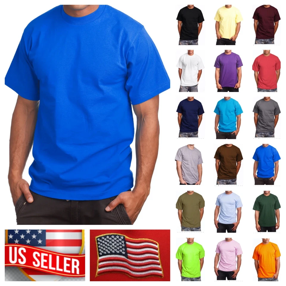 Lote de camisetas para hombre MAX HEAVY WEIGHT cuello redondo S-7X LT-5XLT camiseta grande alta lisa Foto 4 de 4