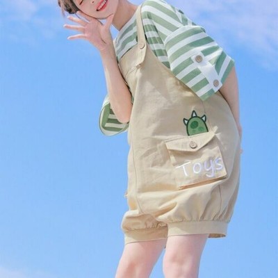 Japanese kawaii striped T-shirt top embroidered casual knickers mori girl new