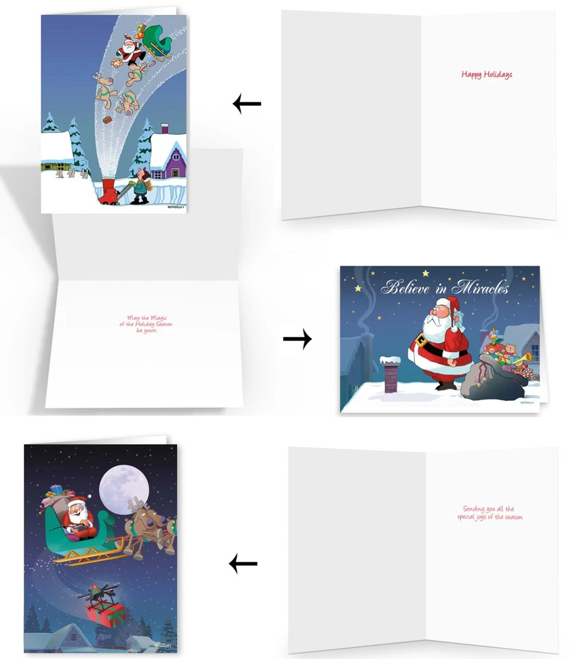Divertido Pack Variedad de 24 Divertidas Tarjetas de Navidad - Juego Surtido - Foto 4 de 4