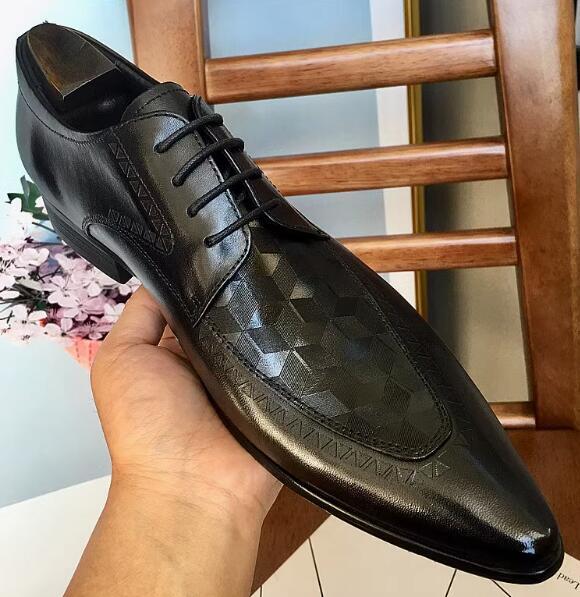 SAOLA Scarpe eleganti da uomo moda inglesi a punta a quadri stringate vera pelle festa nuove