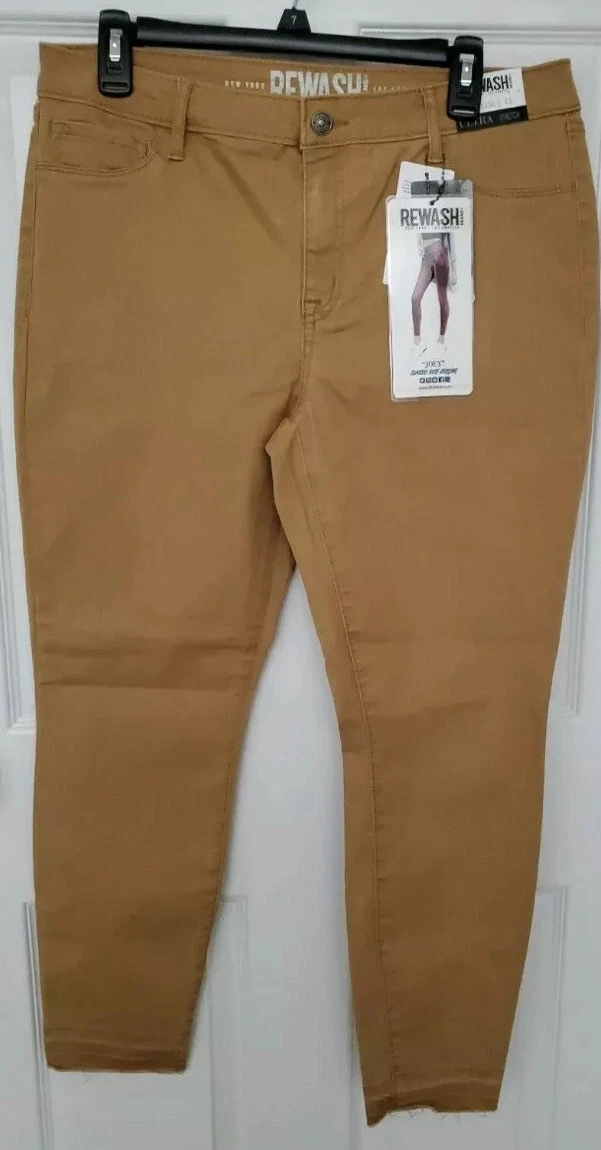 Rewash Brand Tan Joey Classic Rise Ultra Stretch Raw Hem Jegging