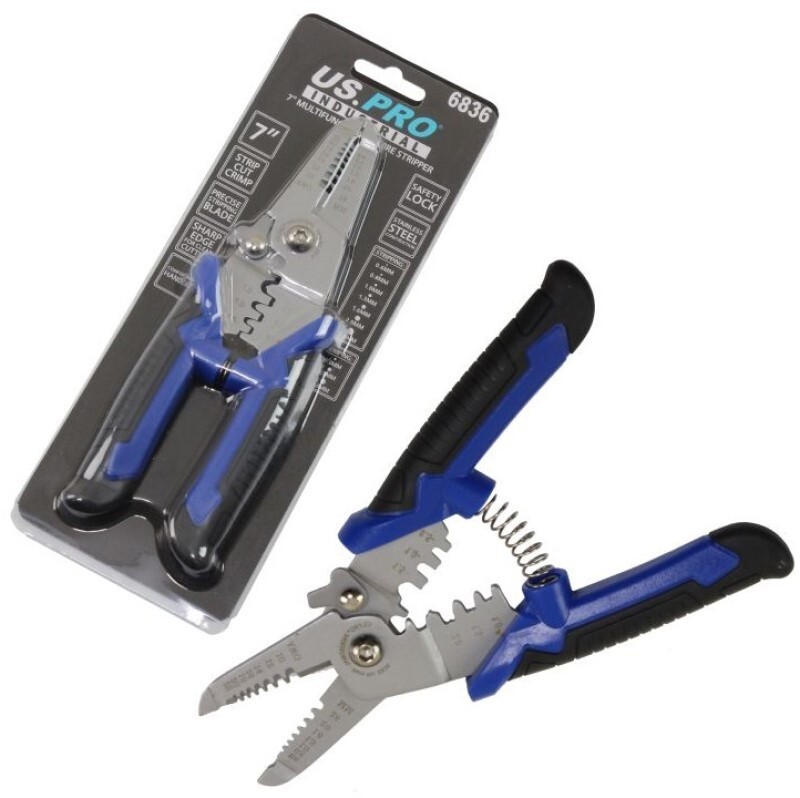 7"" Multi Functional Wire Strippers US PRO INDUSTRIAL Cut Crimp Strip 0.6mm/2.6mm