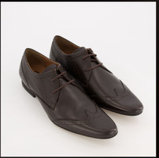 H BY HUDSON Men's SHA03 Dark Brown Leather Brogues Lace-Up Shoes