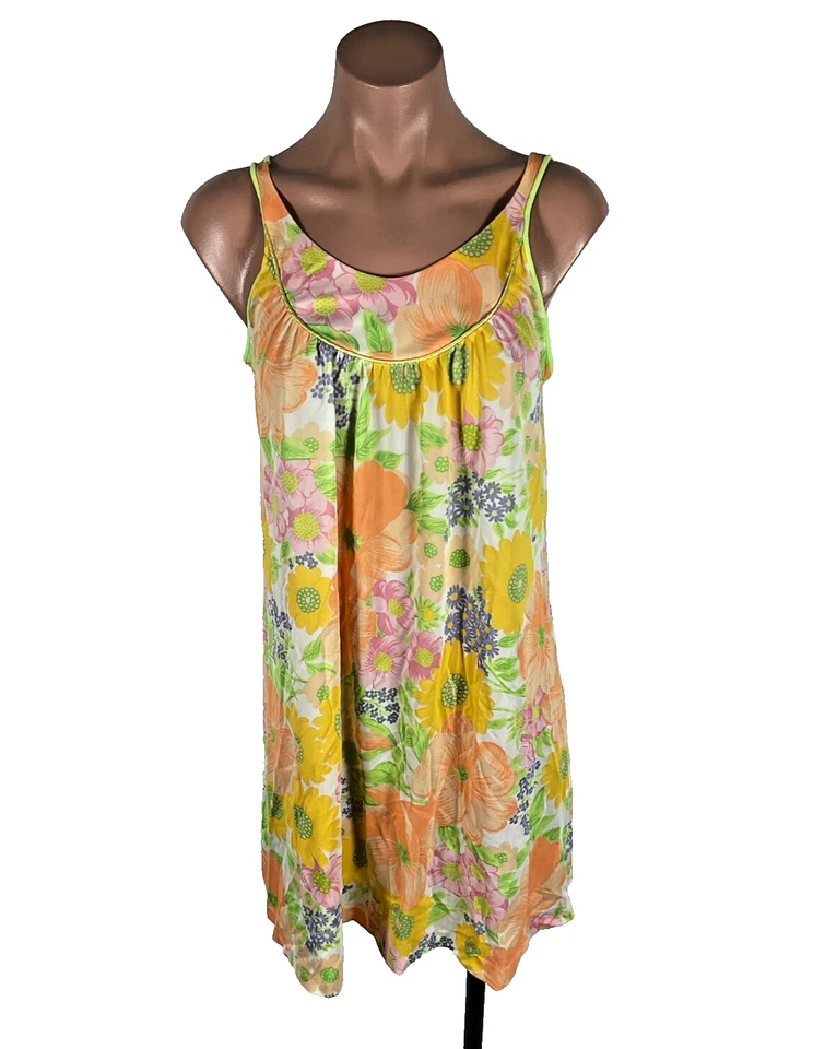 Conjunto Camisón Vintage Años 70 LORRAINE Floral Peignoir Bata Nylon Psicodélico RARO talla S Foto 3 de 4