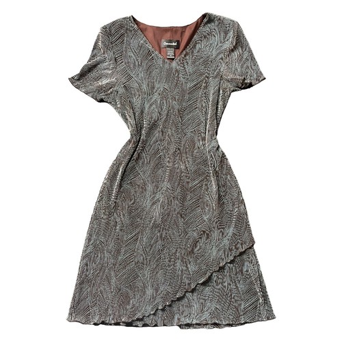 slim fit dress slacks Floral Printed Short Sleeve Shirt Dress Khaki Green/White